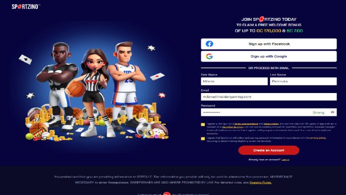 SportzinoRegistrationScreen limitlesscasino