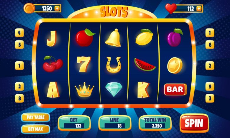 casino espacio máquina juego ui diseño, juego móvil aplicación concepto ...